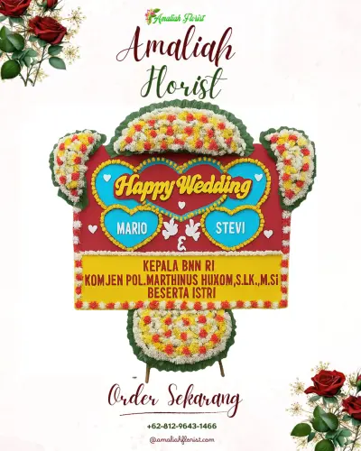 Karangan Papan Bunga Pernikahan di Selemadeg